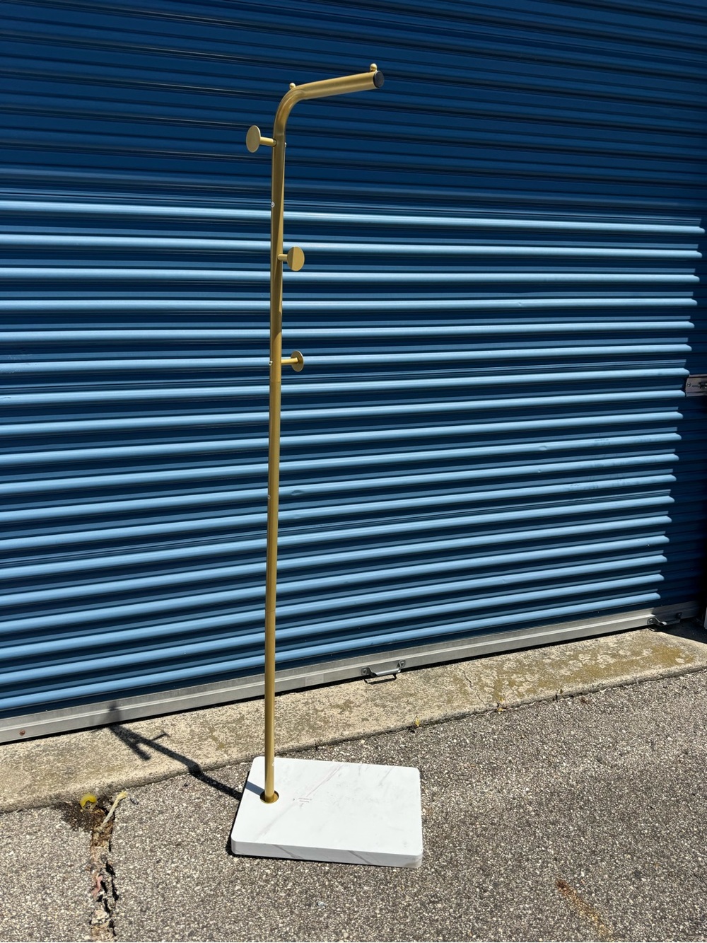 Minimalist Gold Floor Coat Rack with White Marble Base